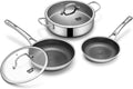 Saute Pan Set,Hybrid Non Stick 5 Quart Everyday Braiser pan,10 inch skillet,8 inch skillet,Chicken Fryer, PFOA Free Cookware,Deep Frying Pans with Lid,Dishwasher and Oven Safe,Works on All Cooktops