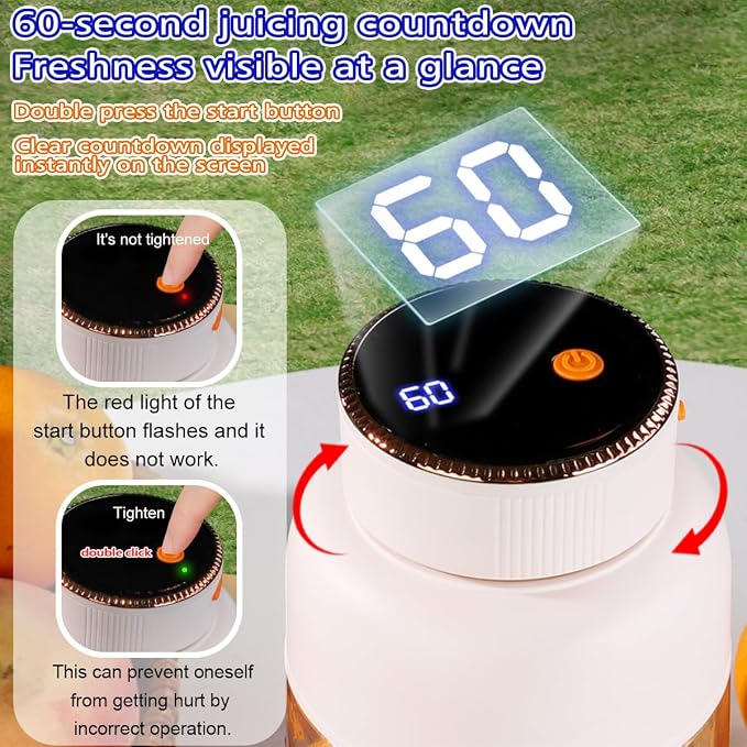 Portable Smoothie Blender for Smoothies & Shakes with Screen USB Changing Powerful Blades Blending 47oz 1350ML Cordless Portable Juice Cup Blender for Small Ice Fruit Crush Kitchen Gym Outdoor