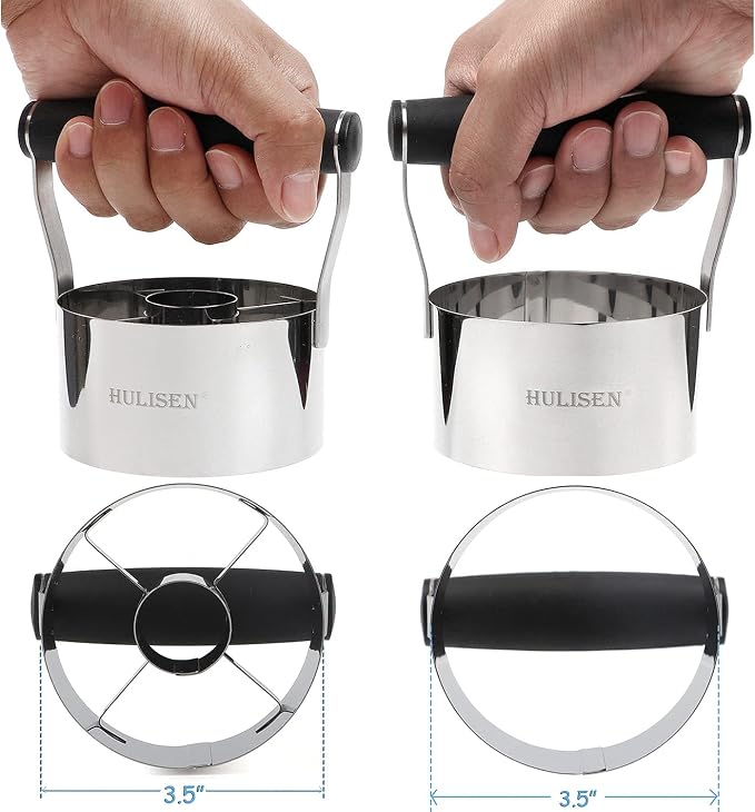 HULISEN 3.5 in Donut Cutter & Biscuit Cutter Set with hole, Stainless Steel | Set of 2, Ergonomic Rubber Handle, Dishwasher Safe, Baking Beginner Friendly, Gift-Ready Packaging