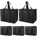 Bodaon 5-Pack Insulated Reusable Grocery Shopping Bag, X-Large Frozen Food Cold, Cooler Bags, Insulated Pizza Delivery Bag, Black