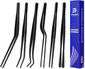 Kitchen Tweezer Tongs Set for Chef Food Plating, 6 Pcs, 8", Black | Stainless Steel, Small Chef Food Culinary Bar Thin Skinny Tweezers Tongs, Cooking Tweezers Set, For Baking Decorating Feeding