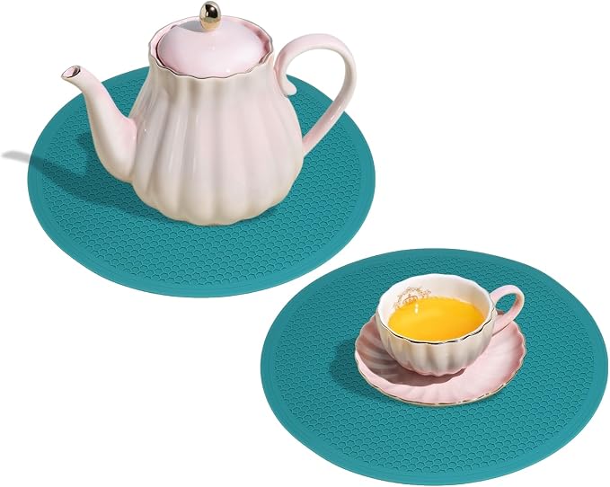 uxcell 2pcs Silicone Trivet Mats 7.9" Dia Round Non-Slip Silicone Pot Holders for Hot Pots and Pans, Heat Resistant Hot Pads for Kitchen Hot Dishes Table Countertops, Grey