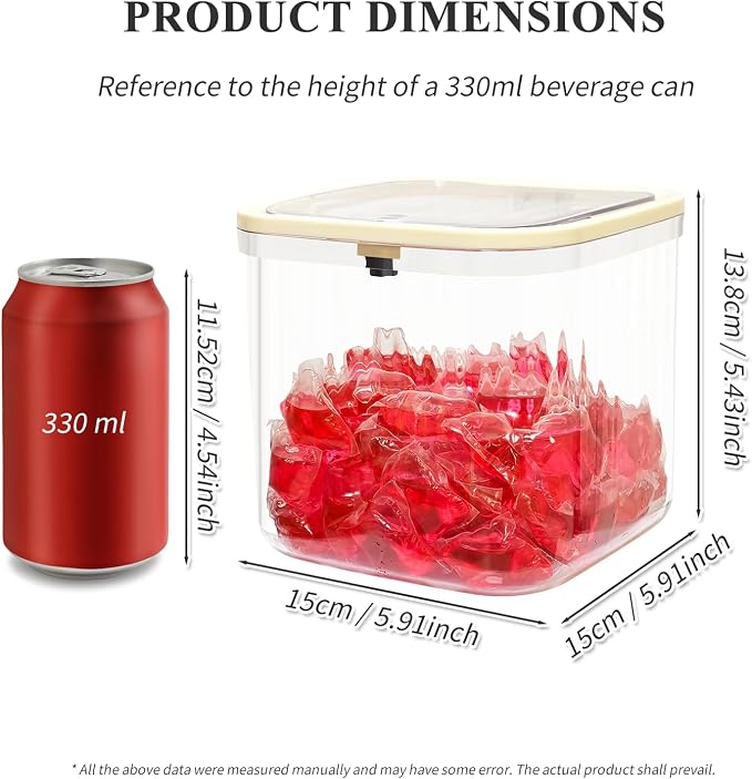 Gute Laundry Pod Holder with Pop-Up Lid,2L Container for Pods&Supplies | Push-Open Lid,Clear Ribbed Bod,Compact 2L Size,Holds 50-60 Pods,For Dishwasher Pods Too,Laundry Room & Under-Sink,No Pod