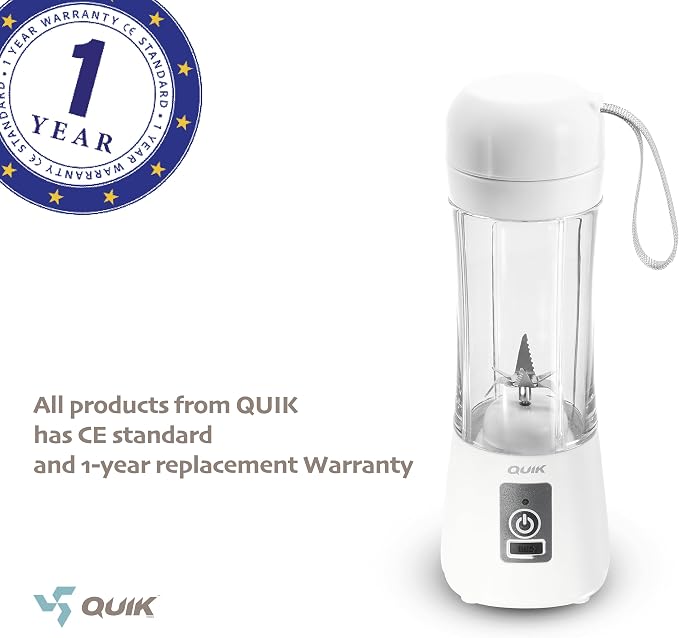 Portable Blender - Cordless 13oz. Personal Blender for Shakes and Smoothies, Licuadora, BPA Free, USB-C Rechargeable, Mini juicer for Travel, Leakproof, Juicer Cup, Ice Crush (White)