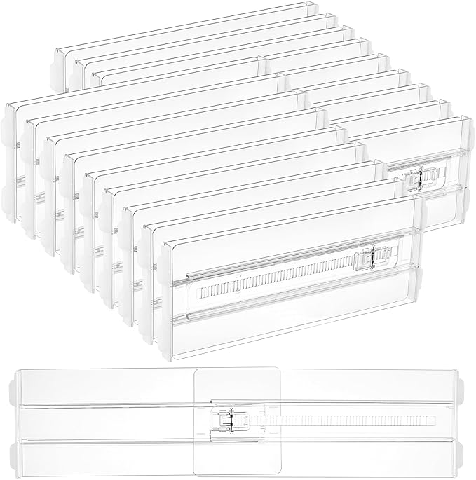 Vtopmart 18 Pack Drawer Dividers for Clothes, 4" High 10.2"-16.5" Adjustable Expandable Dresser Drawer Organizer, Clear Plastic Separators for Dresser, Baby Clothing, Underwear, Cosmetic, Toiletries | Expandable Dresser Drawer Organizer, Clear Plastic ...