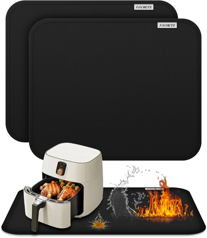 2pack Heat Resistant Mat for Air Fryer, 15x18in Heat Resistant Mat for Countertop, Silicone Kitchen Countertop Hot Pads for Air Fryer, Deep Fryer, Oven