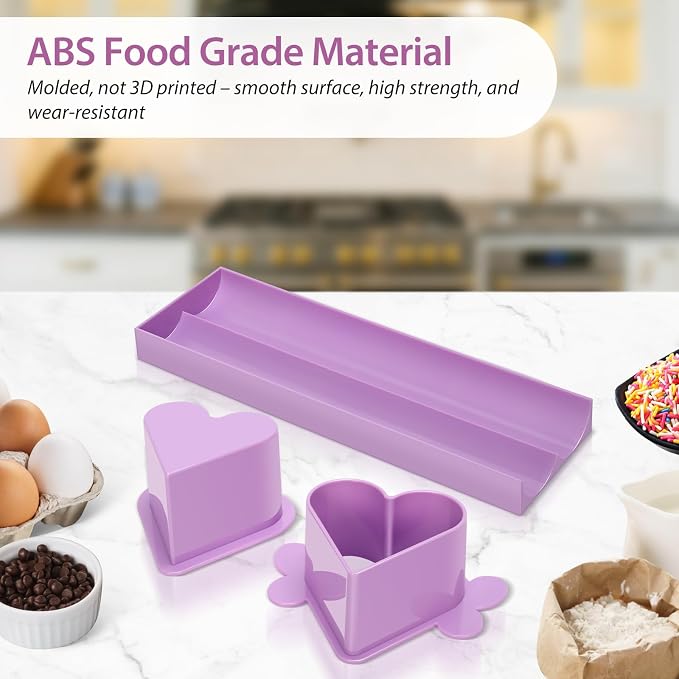 Heart Cake Pop Mold Set with 9in Tray and Sticks- Purple | ABS Cake Pop Maker with Cutter and Pusher, perfect for making uniform cake pops for parties, weddings, and homemade desserts.