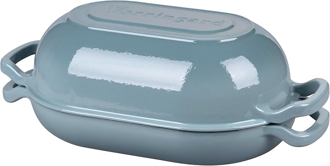 VORRINGARD Enameled Cast Iron Sourdough Bread Oven, Dutch Oven, Loaf Cast Iron Bread Pan for Homemade Bread Baking, Meatloaf Pan with Lid, 5QT, Sea Salt