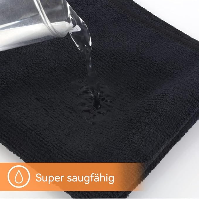 Dish Cloths for Washing Dishes with Scrub Side, Microfiber Dish Rags | Dual-sided microfiber dish cloths with scrubber for stuck-on food, quick dry kitchen washcloths 10 Pack, 12 Inch Black