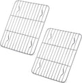 P&P CHEF 9.7" x 7.3" Cooling Baking Wire Racks Pack of 2, Silver | Stainless Steel Cooling Racks for Cooking Baking Roasting Grilling Drying, Dense Wires & Smooth Edge, Easy Clean & Rust Proof