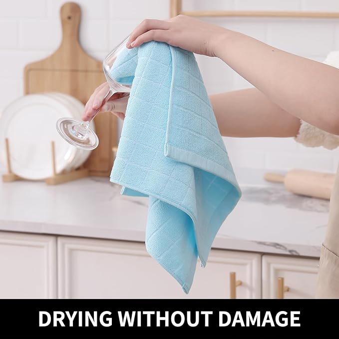 Homaxy 100% Cotton Terry Kitchen Towels, 8 Pack, Sky Blue | Ultra Soft and Absorbent Dish Towels for Kitchen, Suitable for Drying and Washing Dishes
