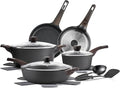 SENSARTE Pots and Pans Set Non stick, Non toxic Healthy Induction Cookware Sets, 14 Pcs Non Stick Kitchen Cooking Set with Frying Pans Set & Saucepan, PFOA PFOS Free, Black