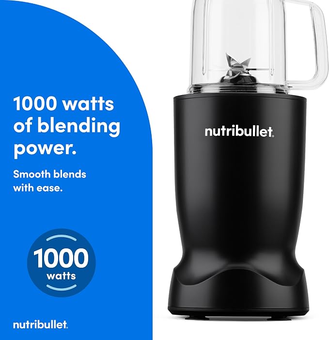 nutribullet Turbo Tumbler Edition, Personal Blender For Smoothies & Frozen Drinks, 24 Ounce Tumbler with boot, 32 Ounce Cup, Travel & To-Go Lids, 1000 Watt, Matte Black, NB30400AK