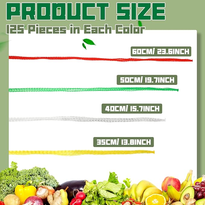 Zhengmy 500 Pcs Reusable Mesh Produce Bags for Vegetables Reusable Vegetable Onion Fruit Grocery Seafood Boiling Bags Plastic Storage Net Bag for Shopping (4 Sizes)