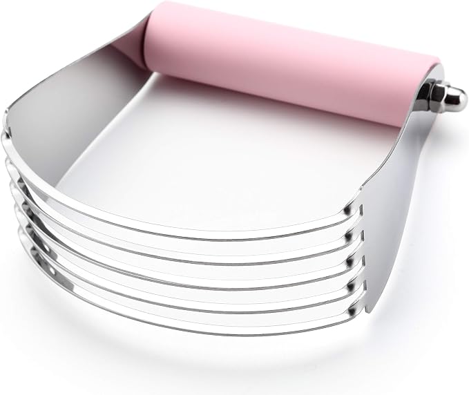 Spring Chef Large Dough Blender For Baking - Pro Pastry Blender - Pink | Heavy Duty Dough Mixer Hand Tool w/ Stainless Steel Blades, Professional Pastry Cutter Tool for Easy Mixing, Dishwasher Safe
