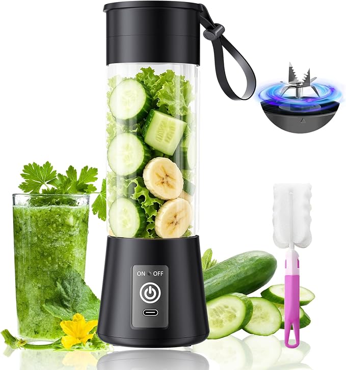 Small Portable Shakes & Smoothies Blender - 13 Oz Personal Size Blender | New Upgraded 380Ml Traveling BAP Free Juice Cup in Picnic/Sprots/Office, 20000Rpm/Min Speed Convenient to Make Fresh Juice