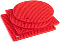 4 Pack Trivets for Hot Dishes | Hot Pads for Kitchen, Silicone Pot Holders for Kitchen Countertops,Table, Hot Pots and Pans, Easy to Wash and Dry, Red