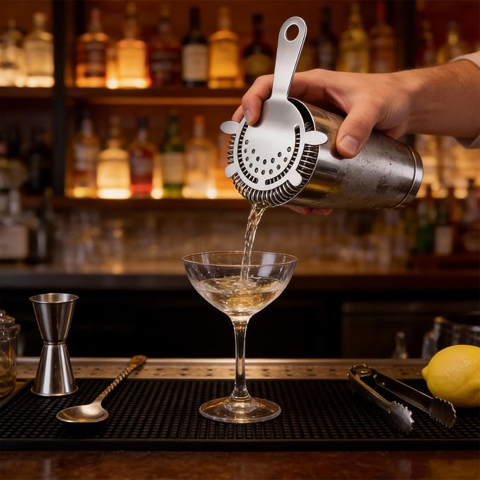 Kirecoo 2PCS Stainless Steel Cocktail Strainer for Bar Drinks | High-Density Spring, Essential Bar Tool, For Smooth Drink Pouring, Fits Boston Shakers & Mixing Glasses