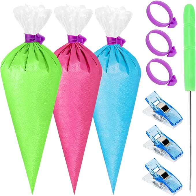 Piping Bags Set, Pastry Bags, Frosting Bags, Cake Decorating Bags | 100Pcs Pastry Bags, 12 Inch Bags Piping Bags Disposable with 3 Bag Ties, 3 Clips & 1 Scriber Needle