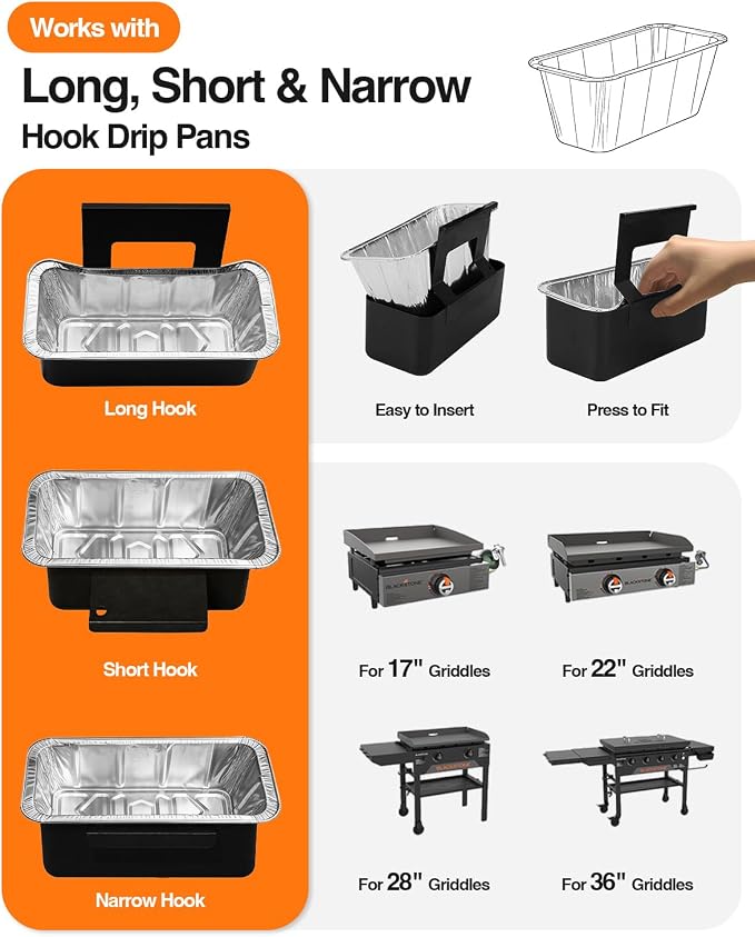 50Pack 5017 Grease Cup Liners for Blackstone Griddle, Disposable Aluminum Foil Drip Pan for Blackstone Accessories 17 22 28 36 Inch, Grease Catcher Grease Tray for Blackstone Rear Grease Trap