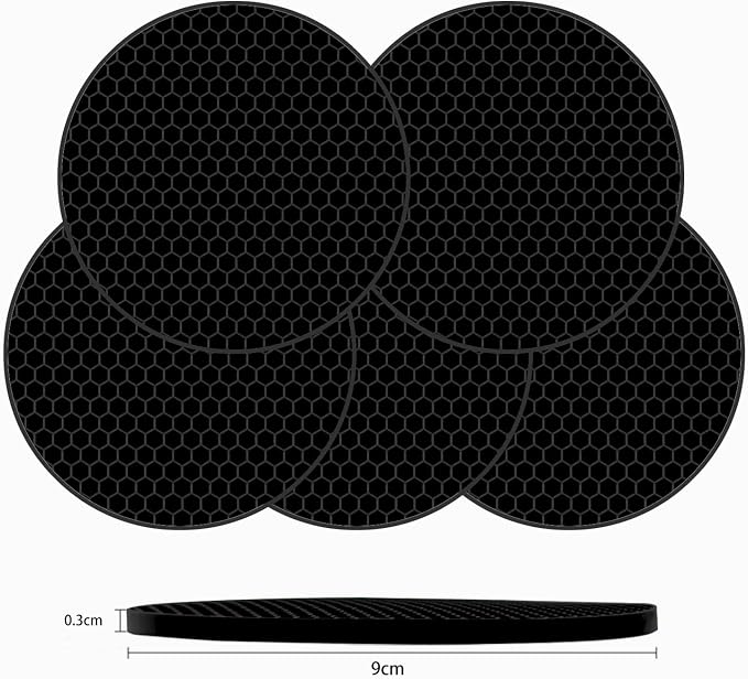 Silicone Non-Slip, Heat Resistant & Water-Trapping Trivet Mats for Water Glasses & Teacup & Coffee Cup & Dishes & Cookware, Multipurpose Kitchen Table Coaster, 3.5-Inch, 5 Pcs, Black