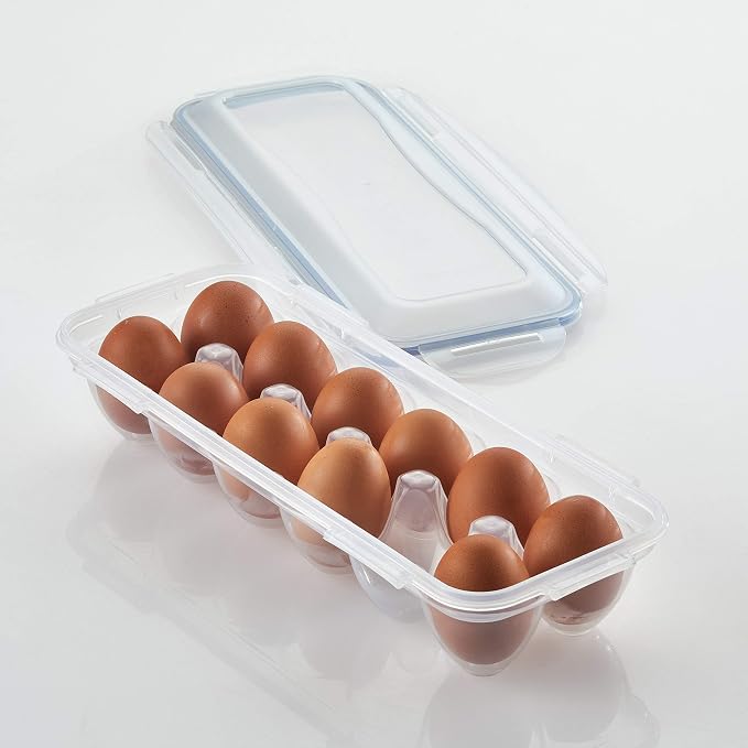 LocknLock Easy Essentials Specialty Dozen Egg Storage Container, 12-Cup (Pack of 3)
