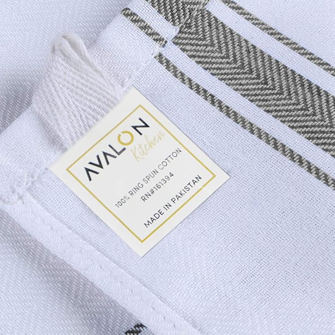 Dish Towels 30 Pack Grey Stripe 100% Cotton Kitchen Towel 15x25 Inch Tea Towels, Dish Cloths for Washing Dishes, Kitchen Rags for Drying Dishes