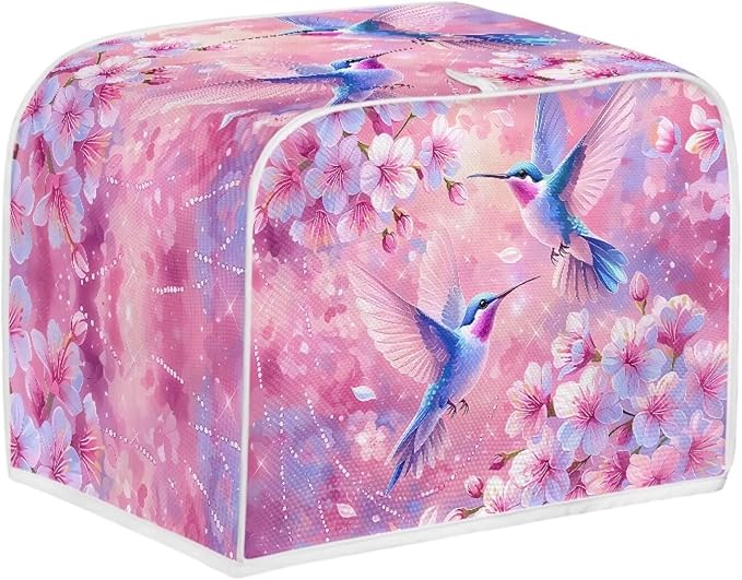 Hummingbird Flower 2 Slice Bread Toaster Cover, Bakeware Protector Kitchen Accessories Appliance Dust Cover Kitchen Decor Toaster Oven Covers for Home Decor