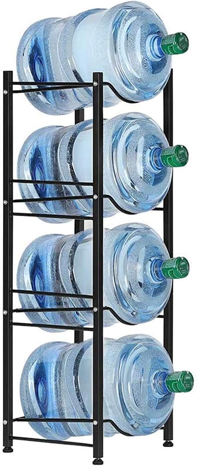 LIANTRAL Water Cooler Jug Rack, 4-Tier Heavy Duty Water Bottle Holder Storage Rack for 5 Gallon Water Dispenser, 5 Gallon Water bottle Holder, 5 Gallon Water Jug Holder | 4-Tier Black,Heavy-Duty Steel,Rustproof,Easy Assembly,Floor Protection,Save Space...