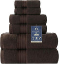 COZYART Luxury Bath Towel Set 6 Pcs, Brown 100% Turkish Cotton 650 GSM | OEKO-Tex 100 Certified Zero Twist Ring Spun, Soft Absorbent Quick Dry, Plush Fluffy, Breathable Hotel Quality for Daily Use