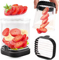 Creative Strawberry Slicer, Detachable Cutter with Push Plate (Black)