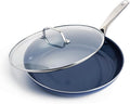 Blue Diamond 12" Diamond Ceramic Nonstick Frying Pan Skillet with Lid, Blue | PFAS-Free Ceramic Nonstick, Dishwasher & Oven Safe, Stay Cool Handle, Durable Metal Utensil Safe, Egg & Omelet Pan