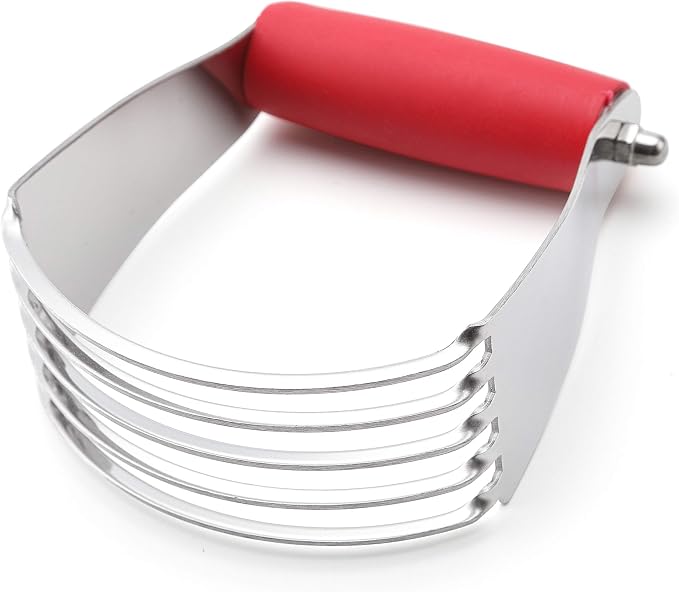 Spring Chef Medium Dough Blender Hand Tool - Durable Pastry Cutter - Red | Heavy Duty Dough Mixer w/ Stainless Steel Blades, Professional Pastry Blender for Easy Mixing, Dishwasher Safe