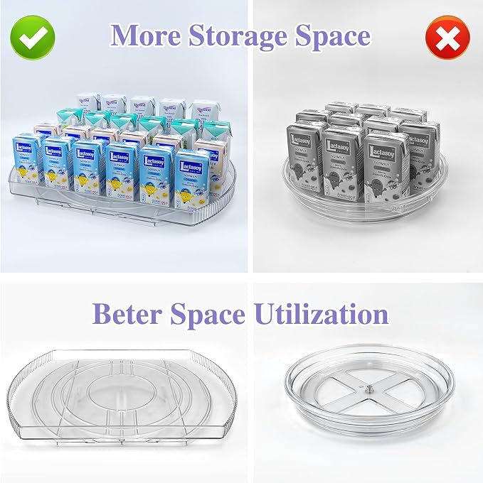 Incostar 360° Rotating Lazy Susan Turntable - Multifunctional Rectangular Organizer 16.5" x 11.1" for Refrigerator, Cabinet, Pantry, and Kitchen Countertop (1 Pack)