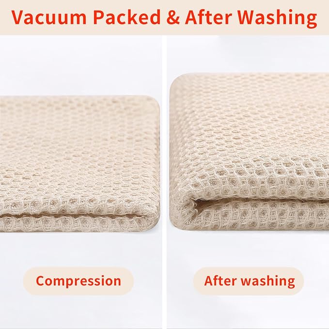 Homaxy 100% Cotton Waffle Weave Kitchen Dish Cloths 18-Pack, Beige | 12 x 12 Inches, Ultra Soft Absorbent Dish Towels, Quick Drying Dish Rags with Hanging Loop