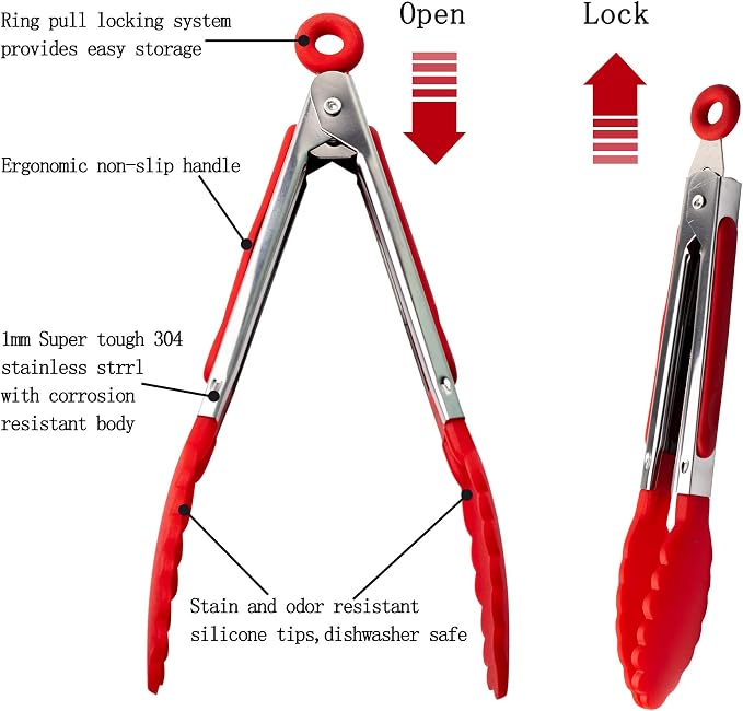 7 Pack Kitchen Tongs Set 7-Inch Color Mini Small Food Tongs with Stainless Steel Silicon Handles and Nylon Tips Heat Resistant Tongs for Cooking, Serving, BBQ, Grilling, Salad and More