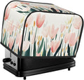 2 Slice Toaster Cover Tulip Flower Watercolor Dust Proof Washable Kitchen Appliance Cover with Pocket, Oxford Fabric Countertop Toaster Protector for Standard Toasters Small Appliances