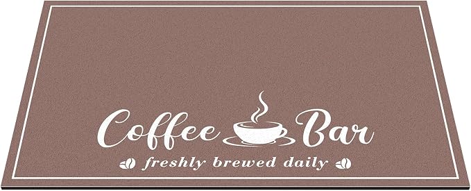 CooRug Fashion Coffee Mat, Dish Drying Mat 12" x 20" Brown | Hide Stain, Absorbent, Coffee Bar Accessories, Heat Resistant, Non-slip, Eco-friendly, Easy to Clean