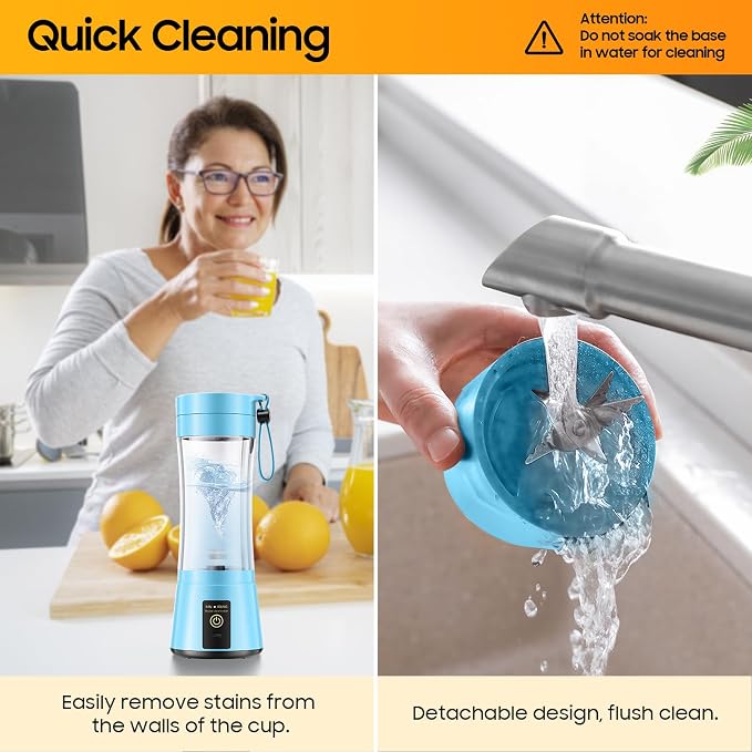 Personal Size Portable Blender Make Smoothies - Mini Blender 12oz Juice Cup | Powerful Blending with 6 Stainless Steel Blades, BAP-Free, Lightweight, Easy Clean,Suit in Travel/Office/Gym/Picnic/ Sports