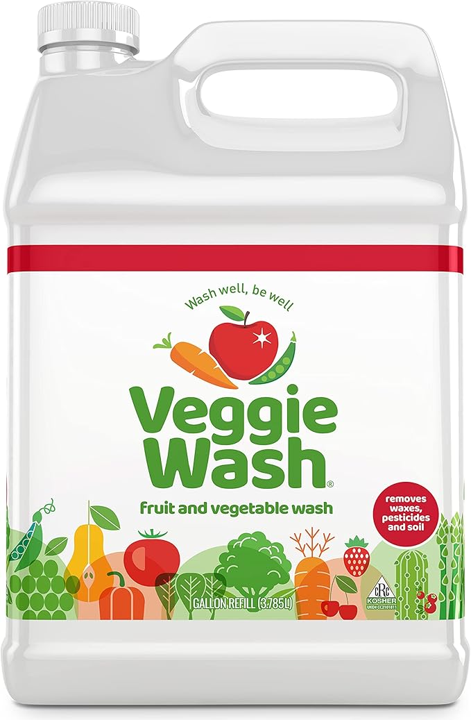 Veggie Wash Fruit and Vegetable Wash, 16 Fluid Ounce & 1 Gallon, Pack of 2 | Ideal for Cleaning Produce, Kosher, Vegan, Plant-Derived Ingredients, Unscented, No Parabens, Packaging May Vary