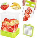 Strawberry Slicer Cup, Fruit Cutter, Quick-Slice, Meal Prep, Green | Dual-Function Base, Easy-Clean & Storable – 304 Stainless Steel Blade – Quick & Safe Slicing Kitchen Gadget