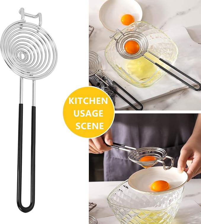 NileHome Egg Separator Egg Yolk White Separator Stainless Steel Egg White Yolk Sifting Filter Egg Divider Kitchen Tool for Baking Cake, Kitchen Gadget Cooking/Baker Tool (Black)