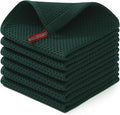 Homaxy 100% Cotton Waffle Weave Kitchen Dish Cloths 6-Pack, Blackish Green | 12 x 12 Inches, Ultra Soft Absorbent Dish Towels, Quick Drying Dish Rags with Hanging Loop