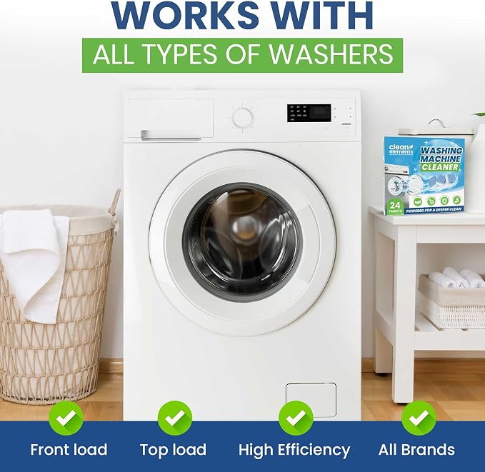 Washing Machine Cleaner & Descaler Tablets, HE Washer Deep Cleaning, 24 Ct | For front & top load laundry washers. Helps maintain a clean drum, septic safe, eco-friendly freshener - 12 Month Supply