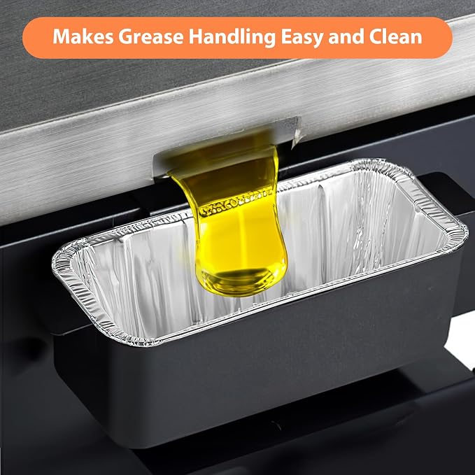 50-Pack Griddle Accessories for Blackstone - Grease Cup Liners Compatible with Blackstone 5017 Griddle, Aluminum Foil Drip Pan Disposable Grease Catcher Tray for 17, 22, 28, 36 Inch