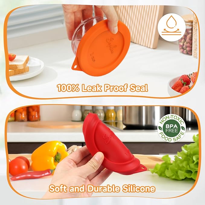 SOPHICO 1 Cup Round Silicone Replacement for Pyrex & Anchor Hocking 7202-PC | Food Grade Silicone, Leakproof、Airtight Lids, Dishwasher Microwave Safe