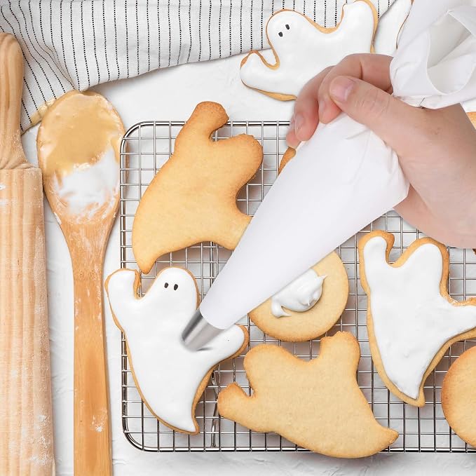 4 Pack Canvas Cloth Piping Bags Reusable Pastry Bags Fabric Icing Bags, Tipless Piping Bags for Baking, 12 inch Cake Piping Bags Cake Decorating Bags Icing Piping Bags (White)