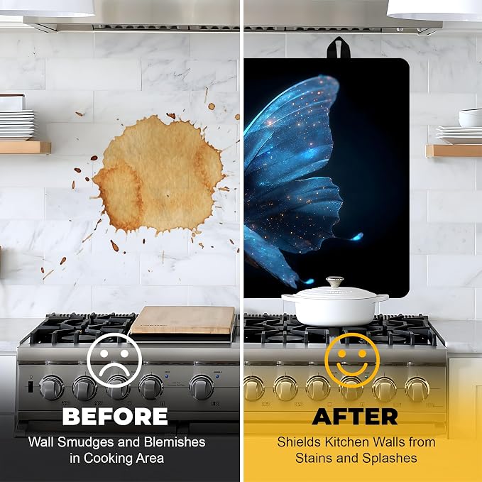 NYZE Electric Stove Top Cover Blue Butterfly, Heat Resistant Protector | Extra Counter Space