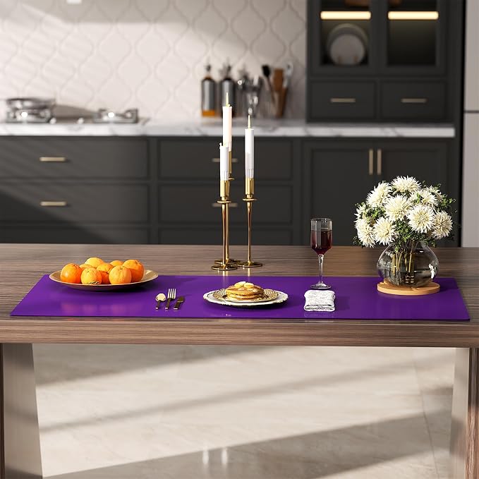 Silicone Protector Mat 47x24 Inch,Purple | 1.3mm silicone mat, heat resistant, non-slip & waterproof. Ideal for baking, painting, resin, welding and table protection.