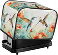 2 Slice Toaster Cover Hummingbird Flower Watercolor Dust Proof Washable Kitchen Appliance Cover with Pocket, Oxford Fabric Countertop Toaster Protector for Standard Toasters Small Appliances